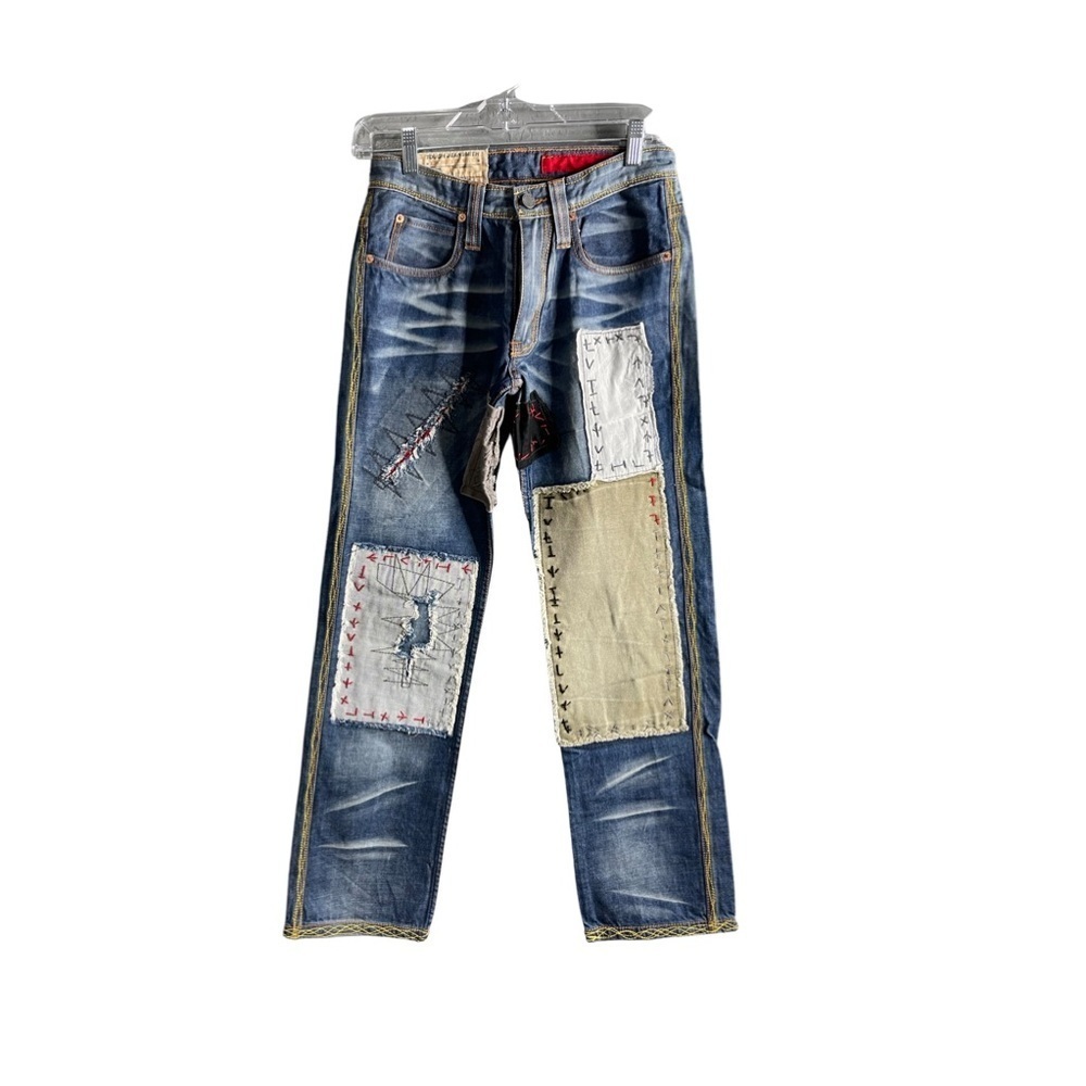 Tough JeanSmith vintage men size 28 patchwork embellished/whiskering jeans